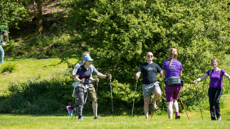 5 people (3F/2M) out for a group walk on the Estate